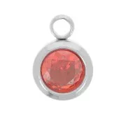Birthstone charm 6 mm zirconium oxide July 304L stainless steel - Ruby