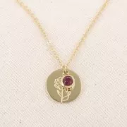 Birthstone charm 6 mm zirconium oxide July 304L stainless steel - Ruby