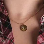 Birthstone charm 6 mm zirconium oxide July 304L stainless steel - Ruby