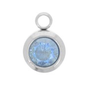Birthstone charm 6 mm zirconium oxide December 304L stainless steel - Blue
