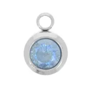 Birthstone charm 6 mm zirconium oxide December 304L stainless steel - Blue