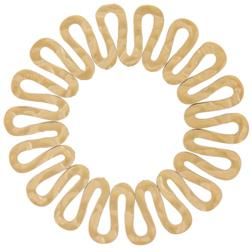 35mm 304L stainless steel Round hammered pendant - wave pattern - Gold x1