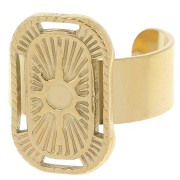 304L stainless steel Rectangular star ring S.53 to S.57 for 3mm cabochon - Gold x1