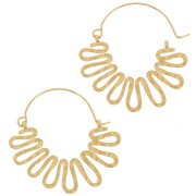 34x35mm 304L Stainless Steel Hammered wave hoops - Gold x2|raw }}