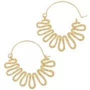 34x35mm 304L Stainless Steel Hammered wave hoops - Gold x2