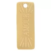 Rectangle charm 13x5 mm - Love pattern - 304L Gold stainless steel x1