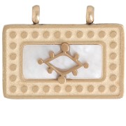 12x16mm Stainless steel 316L Rectangle eye pendant with mother-of-pearl - Gold x1|raw }}