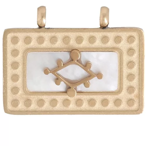 12x16mm Stainless steel 316L Rectangle eye pendant with mother-of-pearl - Gold x1