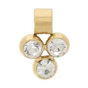 8x6mm Stainless steel 304L Mini charm with 3 zirconium oxides - Gold x1|raw }}