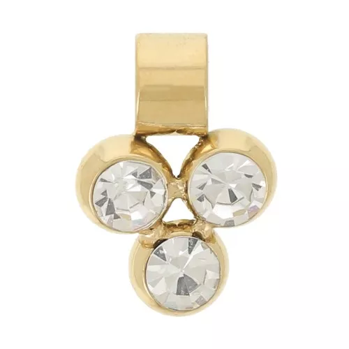 8x6mm Stainless steel 304L Mini charm with 3 zirconium oxides - Gold x1