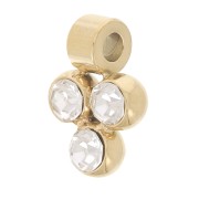 8x6mm Stainless steel 304L Mini charm with 3 zirconium oxides - Gold x1