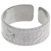 Wide adjustable hammered ring and open ring - S.53 to 58 Stainless steel 316L