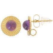 10mm 304L stainless steel round textured earstuds for 5mm cabochon - Gold x2