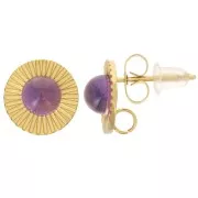 10mm 304L stainless steel round textured earstuds for 5mm cabochon - Gold x2