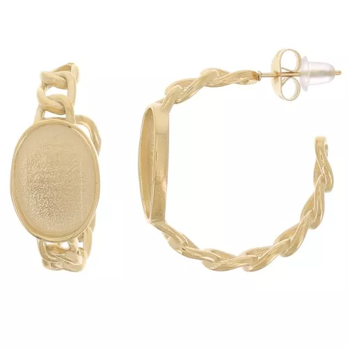 27mm Stainless steel 304L Chain hoop for 14x10mm cabochon Gold x2