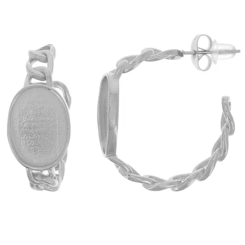 27mm Stainless steel 304L Chain hoop for 14x10mm cabochon x2