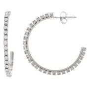 36mm Stainless steel 316L Fine hoop earrings with zirconium oxides x2