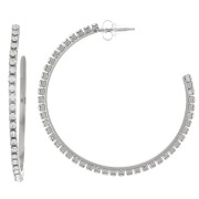51mm Stainless steel 316L Fine hoop earrings with zirconium oxides x2|raw }}