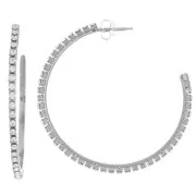 51mm Stainless steel 316L Fine hoop earrings with zirconium oxides x2