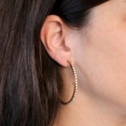 51mm Stainless steel 316L Fine hoop earrings with zirconium oxides x2