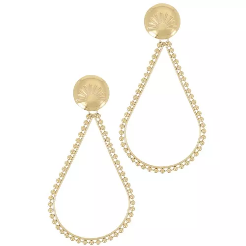 52x25mm Stainless steel 316L drop earStuds with small balls - Gold Tone x2