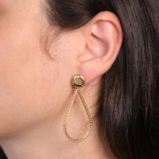 52x25mm Stainless steel 316L drop earStuds with small balls - Gold Tone x2