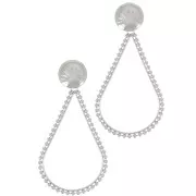 52x25mm Stainless steel 316L drop earStuds with small balls x2