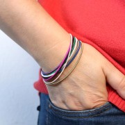 62mm 304L Stainless Steel Spring Bracelet - Guitar String Bracelet - Khaki x1