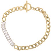 Bracelet Curb 6mm with zirconium oxides Stainless steel 304L Gold Crystal x19cm|raw }}