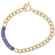 6mm 304L St. Steel Curb Bracelet with zirconium oxides - Gold - Blue x19.5cm|raw }}