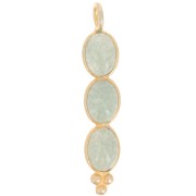 32x6mm Long pendant with 3 gemstones - Fine Gold Plated - Aventurine x1