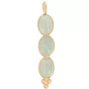 32x6mm Long pendant with 3 gemstones - Fine Gold Plated - Aventurine x1