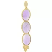 32x6mm Long pendant with 3 gemstones - Fine Gold Plated - Amethyst x1