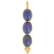 32x6mm Long pendant with 3 gemstones - Fine Gold Plated - Lapis lazuli x1