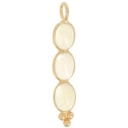 32x6mm Long pendant with 3 gemstones - Fine Gold Plated - Yellow Quartz x1|raw }}