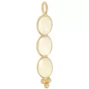 32x6mm Long pendant with 3 gemstones - Fine Gold Plated - Yellow Quartz x1