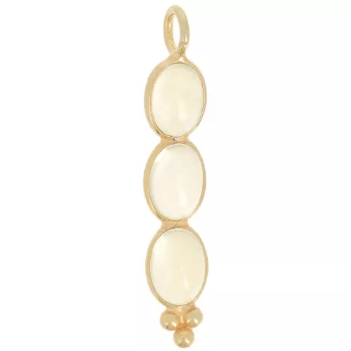 32x6mm Long pendant with 3 gemstones - Fine Gold Plated - Yellow Quartz x1