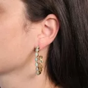 43mm hoop earrings set with gemstones - Fine gold plated - Amazonite x2