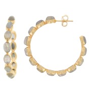 43mm hoop earrings set with gemstones - Fine gold plated - Labradorite x2|raw }}