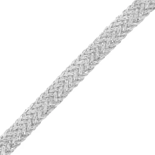 5mm Braided polyester cord with metallic thread - Silver x1m