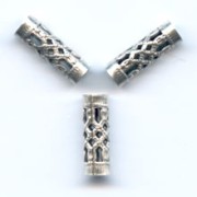 Filigreed Tubes 12x4mm Old silver tone x6