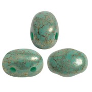 7x5mm Glass beads Samos® by Puca® - Op Green Turquoise Red Terracotta x10g|raw }}