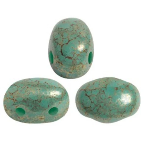 7x5mm Glass beads Samos® by Puca® - Op Green Turquoise Red Terracotta x10g