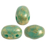 7x5mm Glass beads Samos® by Puca® - Op Green Turquoise Gold Spotted x10g