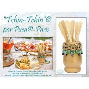 7x5mm Glass beads Samos® by Puca® - Op Green Turquoise Gold Spotted x10g