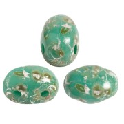 7x5mm Glass beads Samos® by Puca® - Opaque Green Turquoise Rembrandt x10g
