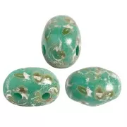 7x5mm Glass beads Samos® by Puca® - Opaque Green Turquoise Rembrandt x10g