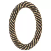 35.5x24mm Oval twisted effect acrylic link - Black - Gold Tone x1