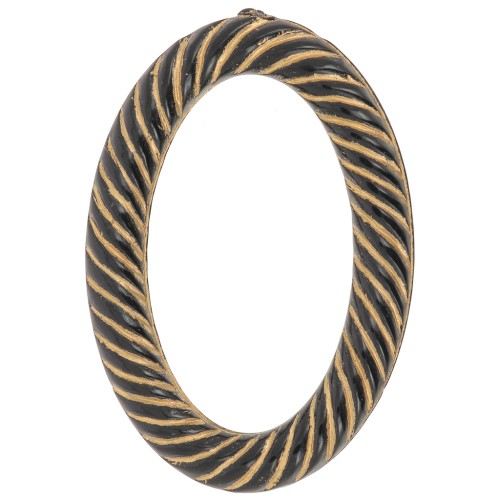 35.5x24mm Oval twisted effect acrylic link - Black - Gold Tone x1