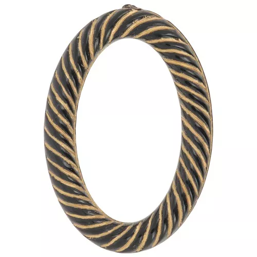 35.5x24mm Oval twisted effect acrylic link - Black - Gold Tone x1